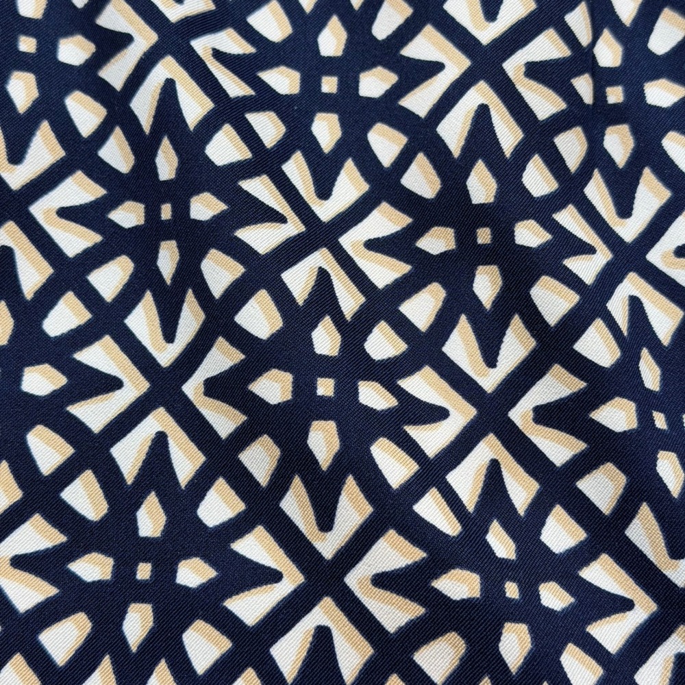ALYX Sheath Dress Womens Size 8 Navy‎ Blue Cream Geometric Lattice Good 0308J41 - Picture 8 of 10